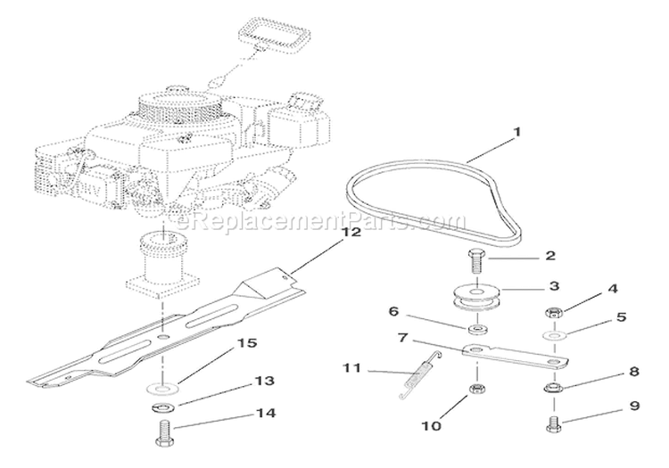 Blade & Belt Diagram and Parts List for 911087 000101 Ariens Lawn Mower