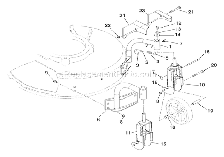 Swivel Wheels And Brackets Diagram and Parts List for 911525 000101 Ariens Lawn Mower
