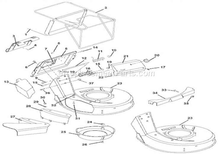 Mower Pan & Bag Diagram and Parts List for 911396 003000 Ariens Lawn Mower
