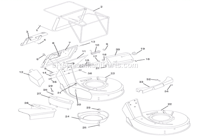 Mower Pan And Bag Diagram and Parts List for 911134 005000 Ariens Lawn Mower