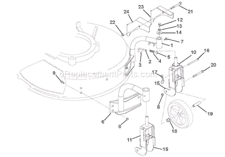Swivel Wheels And Brackets Diagram and Parts List for 911134 005000 Ariens Lawn Mower