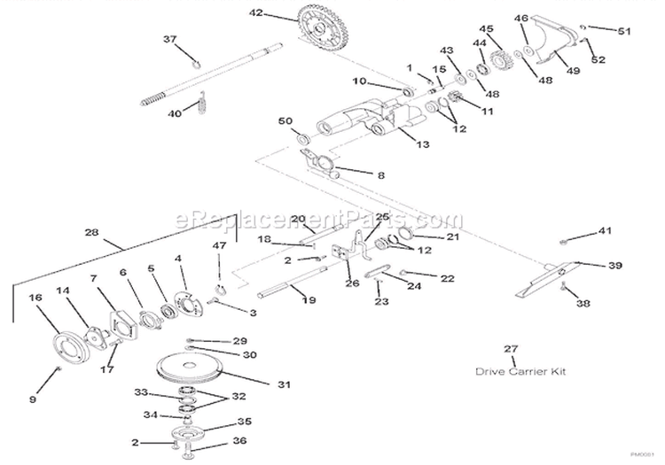 Friction Wheel And Drive Diagram and Parts List for 911144 005000 Ariens Lawn Mower