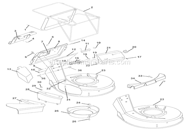 Mower Pan And Bag Diagram and Parts List for 911142 005000 Ariens Lawn Mower