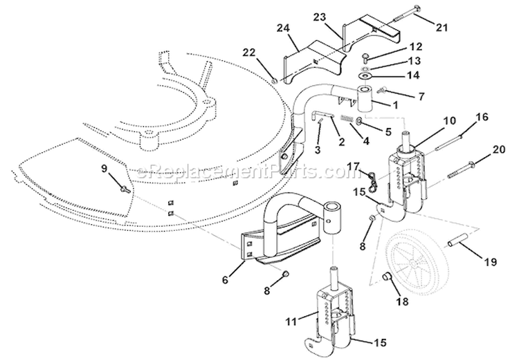 Swivel Wheels And Brackets Diagram and Parts List for 911144 005000 Ariens Lawn Mower
