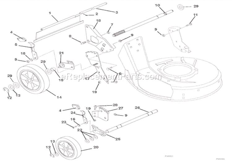 Wheels And Adjusters Diagram and Parts List for 911144 005000 Ariens Lawn Mower