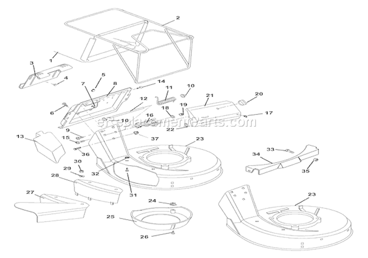 Mower Pan & Bag Diagram and Parts List for 911532 000256 Ariens Lawn Mower