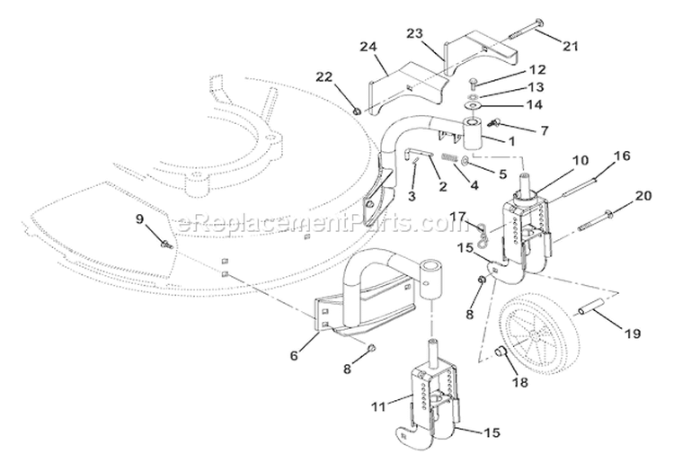 Swivel Wheels And Brackets Diagram and Parts List for 911525 017339 Ariens Lawn Mower