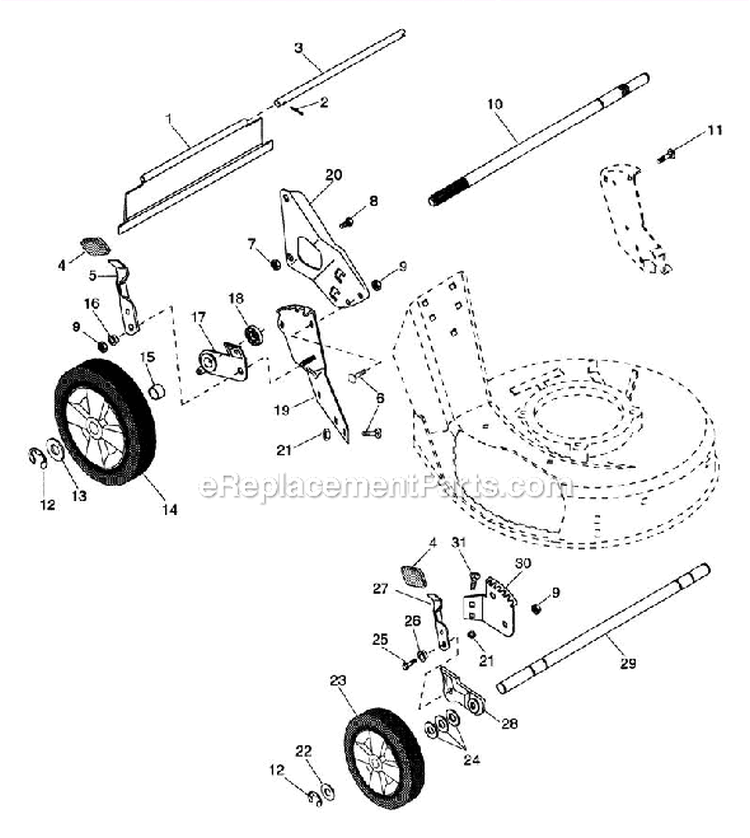 Wheels & Adjusters Diagram and Parts List for 911318 000101 Ariens Lawn Mower