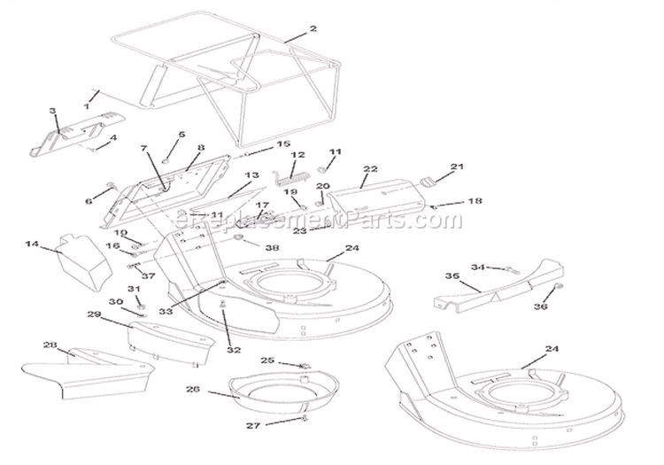 Mower Pan & Bag Diagram and Parts List for 911360 000101 Ariens Lawn Mower