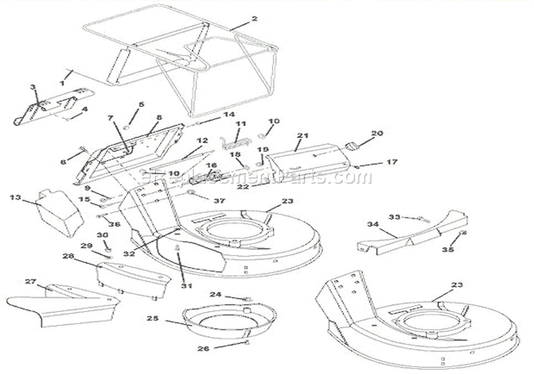 Mower Pan & Bag Diagram and Parts List for 911337 003000 Ariens Lawn Mower