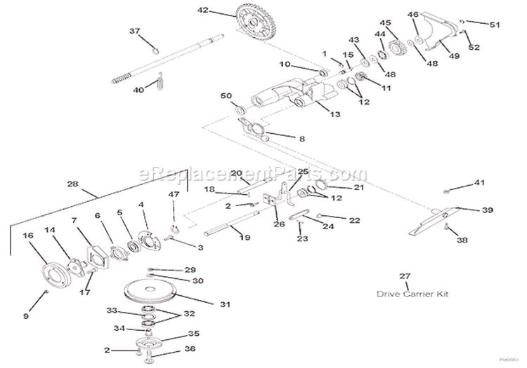 Friction Wheel And Drive Diagram and Parts List for 911143 005000 Ariens Lawn Mower