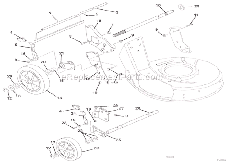 Wheels And Adjusters Diagram and Parts List for 911142 005000 Ariens Lawn Mower
