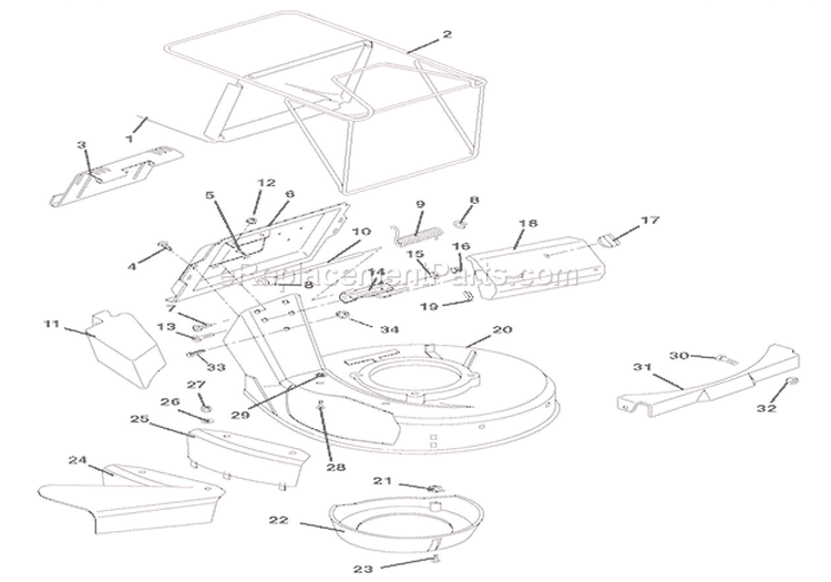 Mower Pan And Bag Diagram and Parts List for 911160 000101 Ariens Lawn Mower