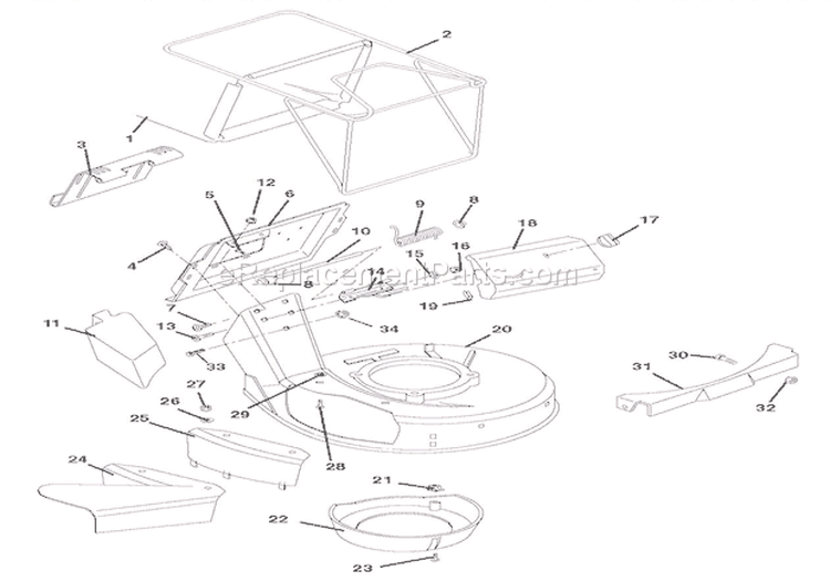 Mower Pan And Bag Diagram and Parts List for 911182 000101 Ariens Lawn Mower