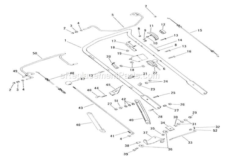 Handlebar And Controls Diagram and Parts List for 911043 000101 Ariens Lawn Mower