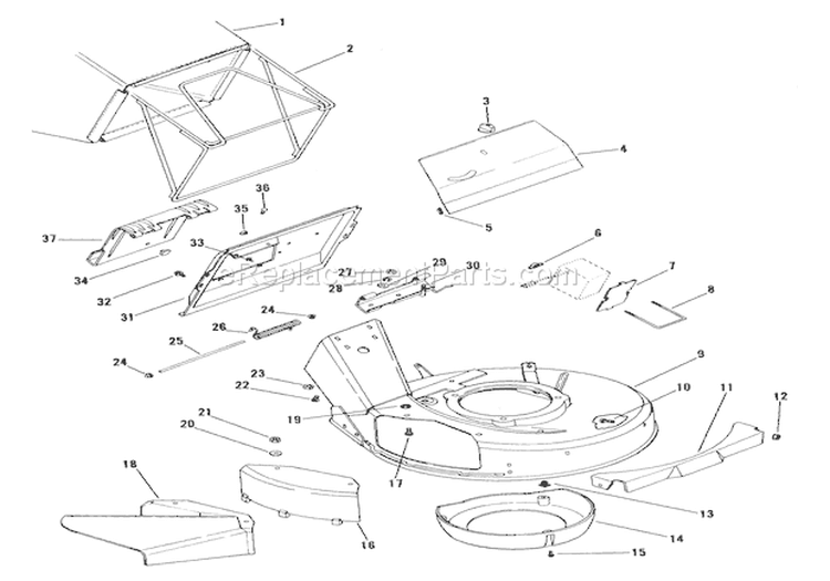 Mower Pan & Bag Diagram and Parts List for 911043 000101 Ariens Lawn Mower