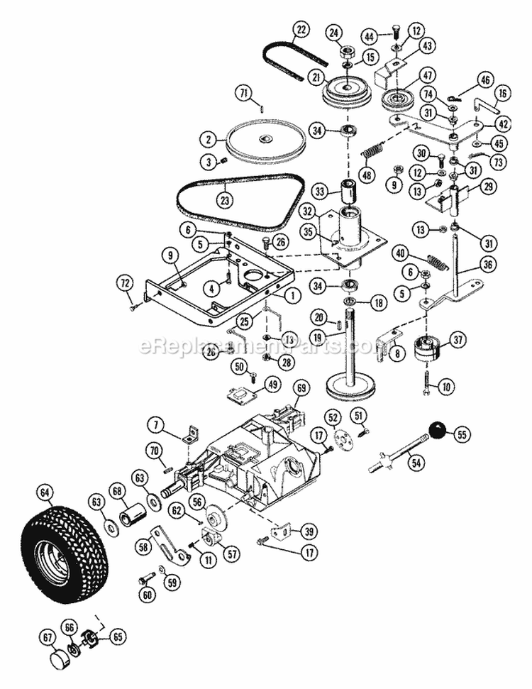 Transaxle/Drive Assembly Diagram and Parts List for 935008 000101 Ariens Lawn Tractor