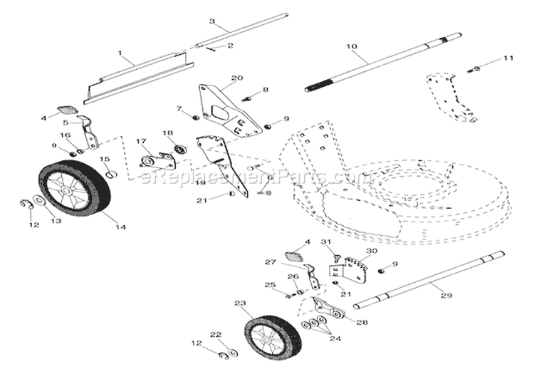 Wheels & Adjusters Diagram and Parts List for 911070 000101 Ariens Lawn Mower