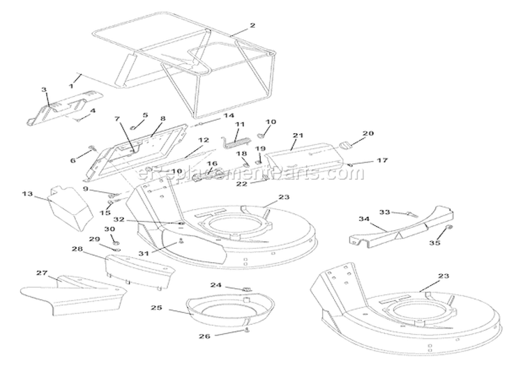 Mower Pan & Bag Diagram and Parts List for 911330 001772 Ariens Lawn Mower