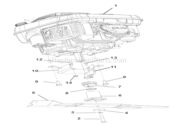 Engine, Blade & Belt Diagram and Parts List for 911341 000101 Ariens Lawn Mower