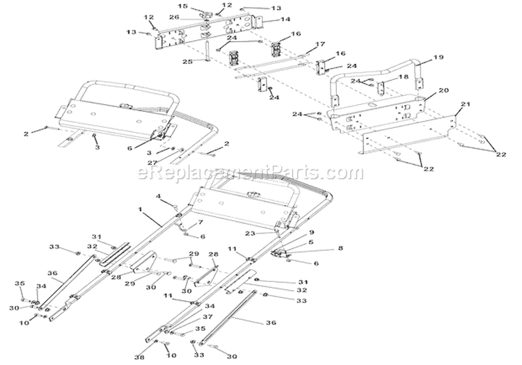 Handlebar & Controls Diagram and Parts List for 911341 000101 Ariens Lawn Mower