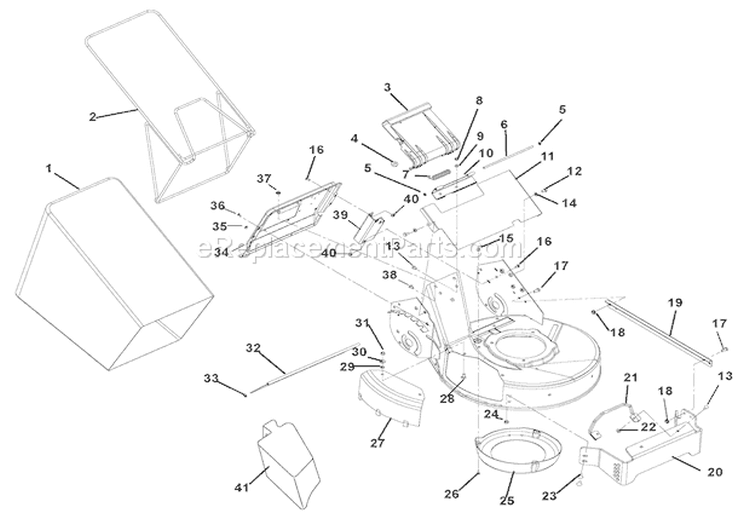 Mower Deck And Bagger Diagram and Parts List for 911341 000101 Ariens Lawn Mower