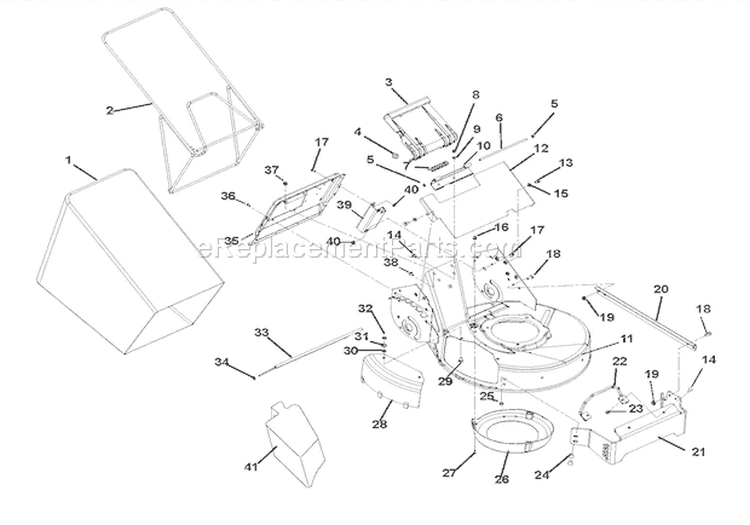 Mower Deck And Bagger Diagram and Parts List for 911341 001000 Ariens Lawn Mower
