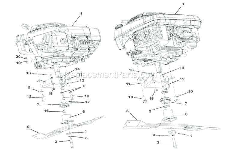 Engine, Blade And Belt Diagram and Parts List for 911252 000101 Ariens Lawn Mower