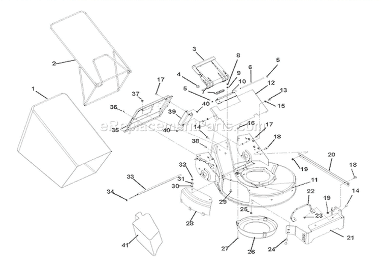 Mower Deck And Bagger Diagram and Parts List for 911252 000101 Ariens Lawn Mower