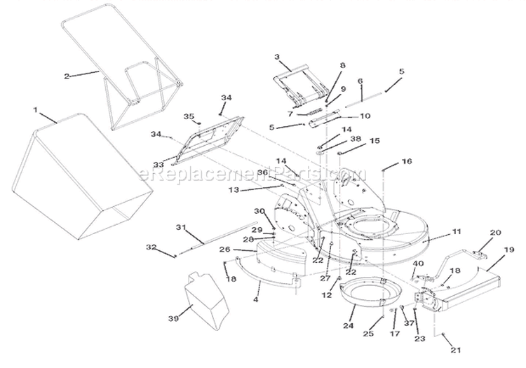 Mower Deck And Bagger Diagram and Parts List for 911271 000101 Ariens Lawn Mower