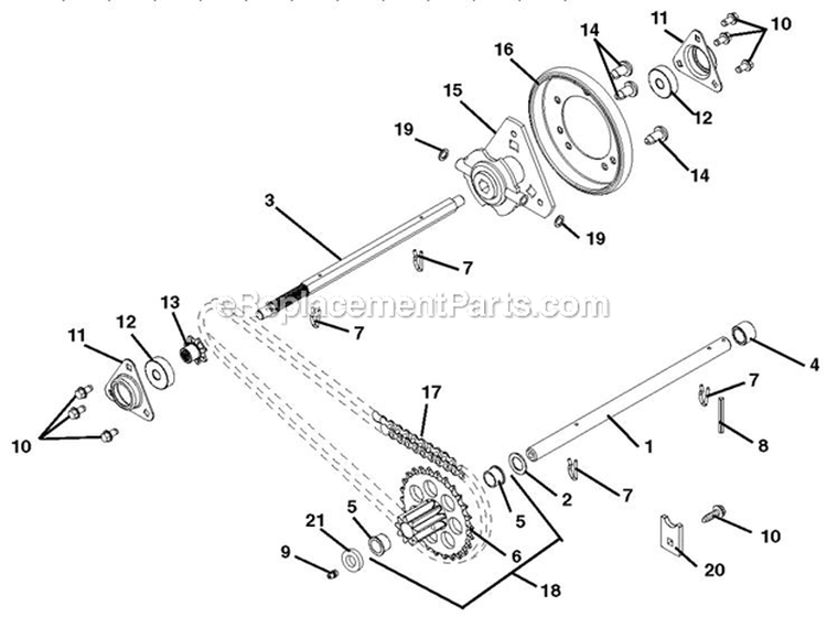 Reduction Drive Diagram and Parts List for 926042 000101 Ariens Snow Blower