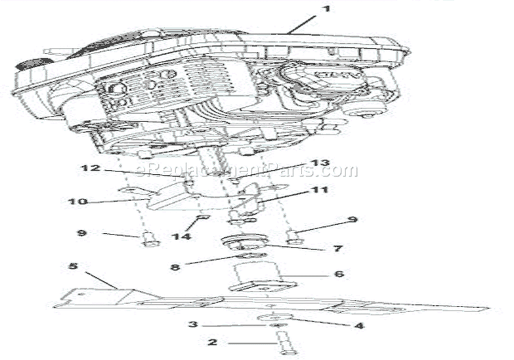Engine, Blade And Belt Diagram and Parts List for 911207 000101 Ariens Lawn Mower