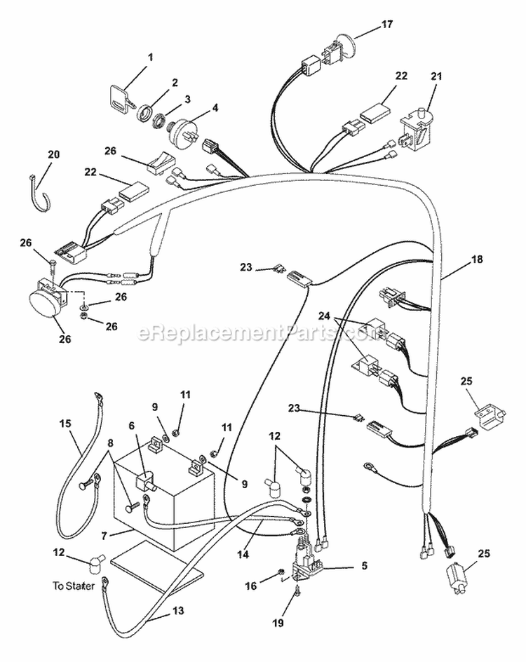 Electrical System Diagram and Parts List for 927061 020000 Ariens Lawn Tractor