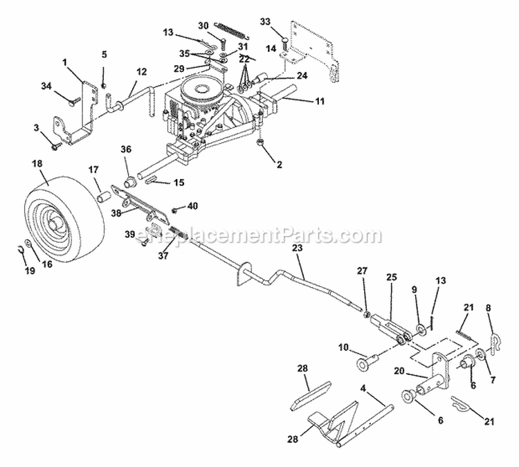 Rear Wheel And Hydro Drive Diagram and Parts List for 927061 020000 Ariens Lawn Tractor