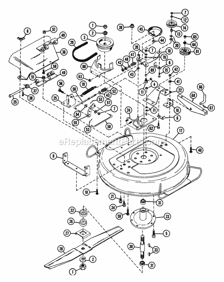 Mower 32" (Up To S/N 000501) Diagram and Parts List for 927015 000101 Ariens Lawn Tractor