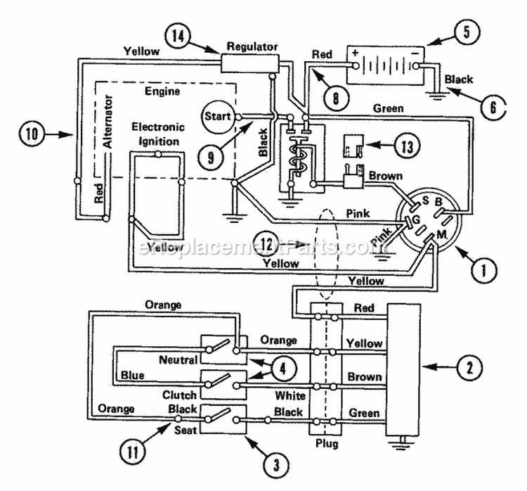 Electrical Diagram and Parts List for 927034 000101 Ariens Lawn Tractor