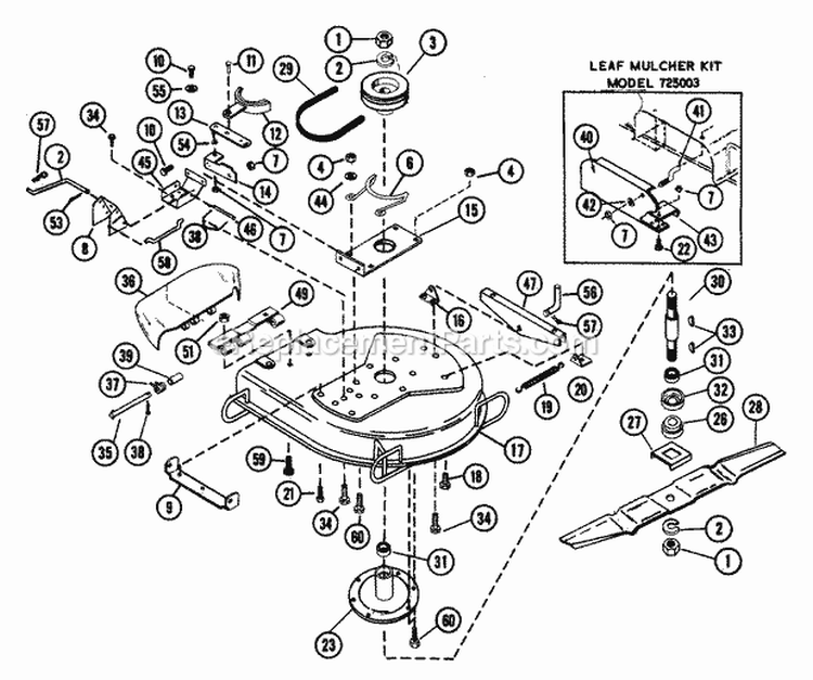 Mower 26" Diagram and Parts List for 927003 000101 Ariens Lawn Tractor