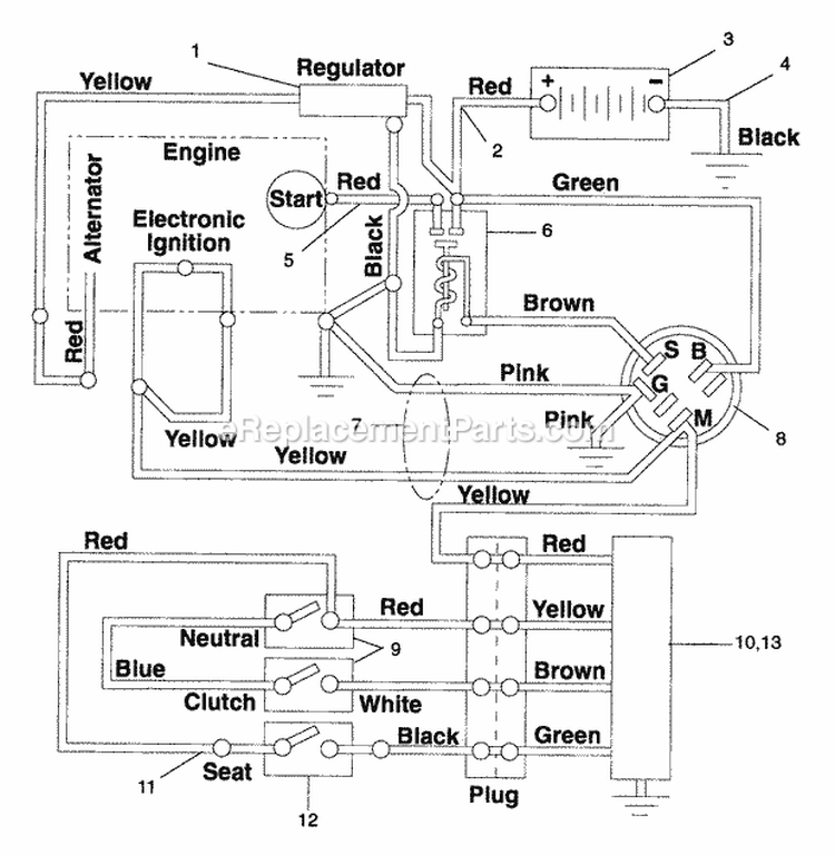 Electrical Diagram and Parts List for 927048 002701 Ariens Lawn Tractor