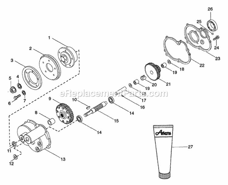 Gear Case Diagram and Parts List for 927048 002701 Ariens Lawn Tractor