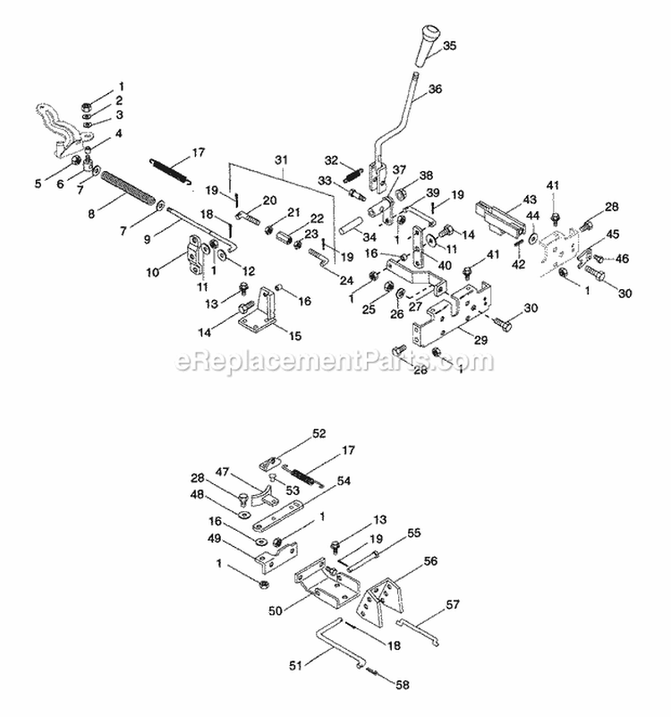 Mower Engagement Linkage Diagram and Parts List for 927048 002701 Ariens Lawn Tractor