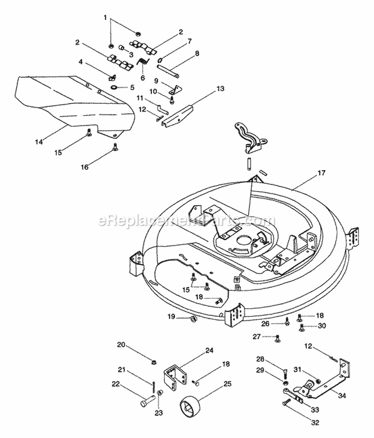 Mower Pan Diagram and Parts List for 927048 002701 Ariens Lawn Tractor