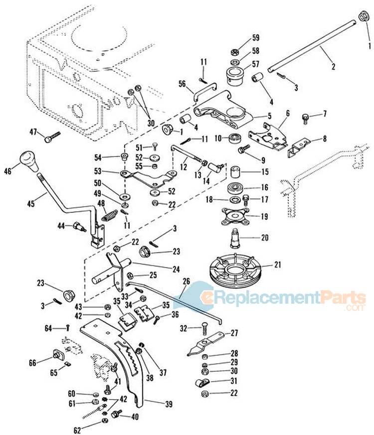 Speed Selector Diagram and Parts List for 927045 000101 Ariens Lawn Tractor