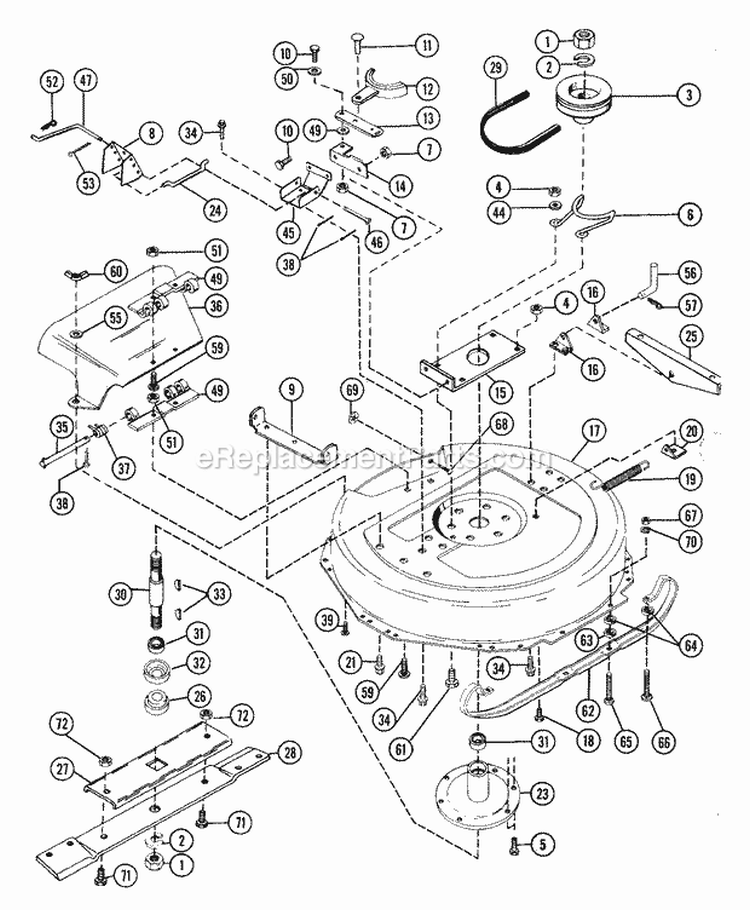 Mower 28" Diagram and Parts List for 927021 000101 Ariens Lawn Tractor