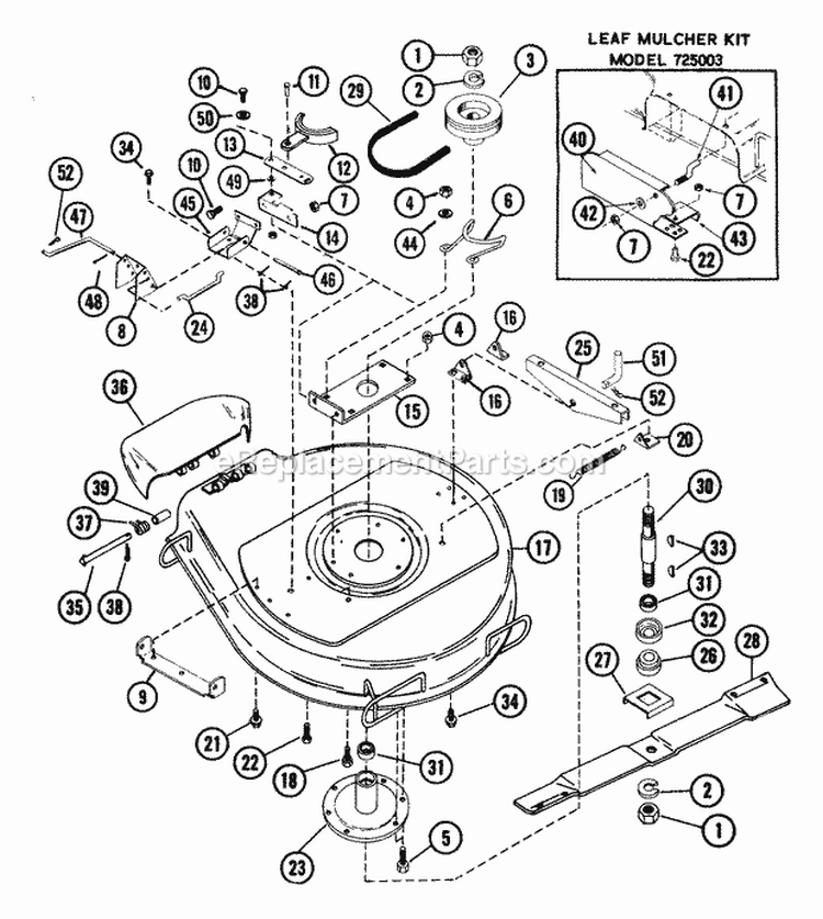 Mower 30" (Up To S/N 001001) Diagram and Parts List for 927010 000101 Ariens Lawn Tractor