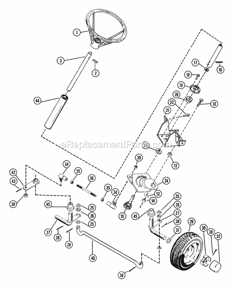 Steering Assembly Diagram and Parts List for 927025 000101 Ariens Lawn Tractor