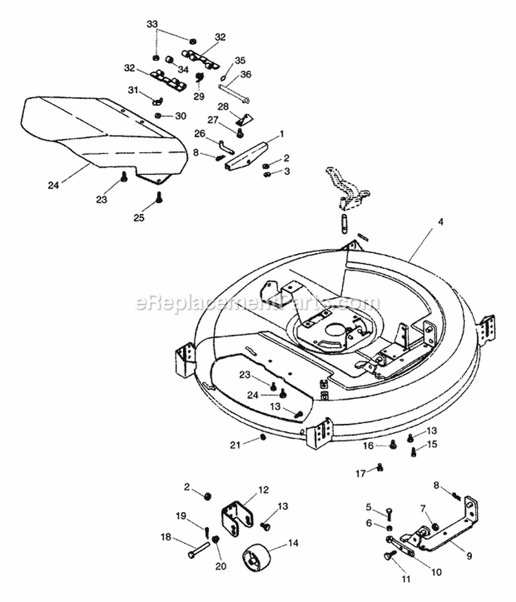 Mower Pan Diagram and Parts List for 927050 000101 Ariens Lawn Tractor