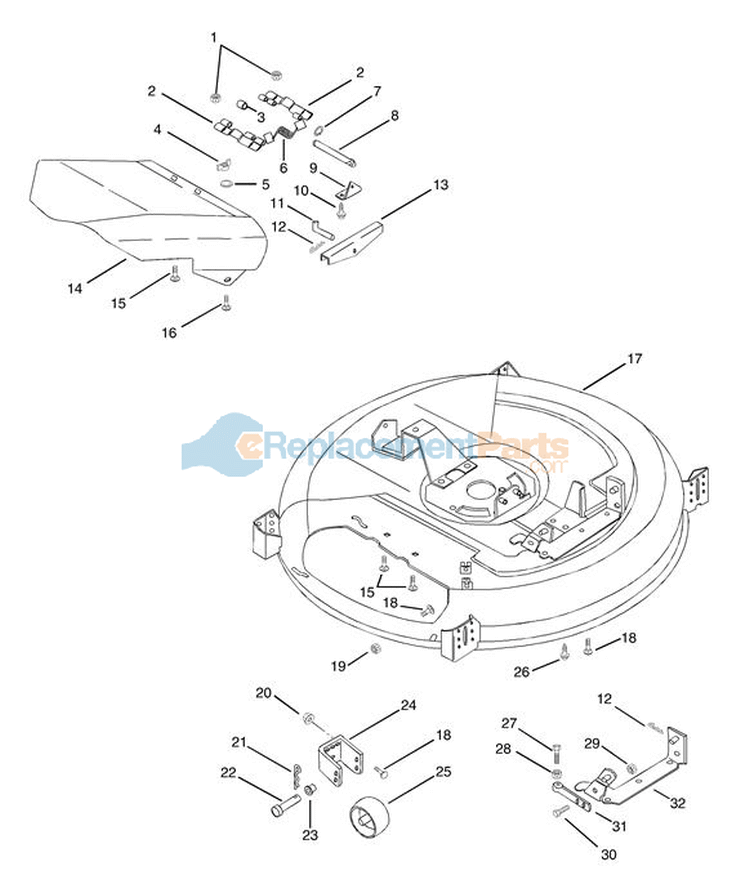 Mower Pan Diagram and Parts List for 927306 000101 Ariens Lawn Tractor