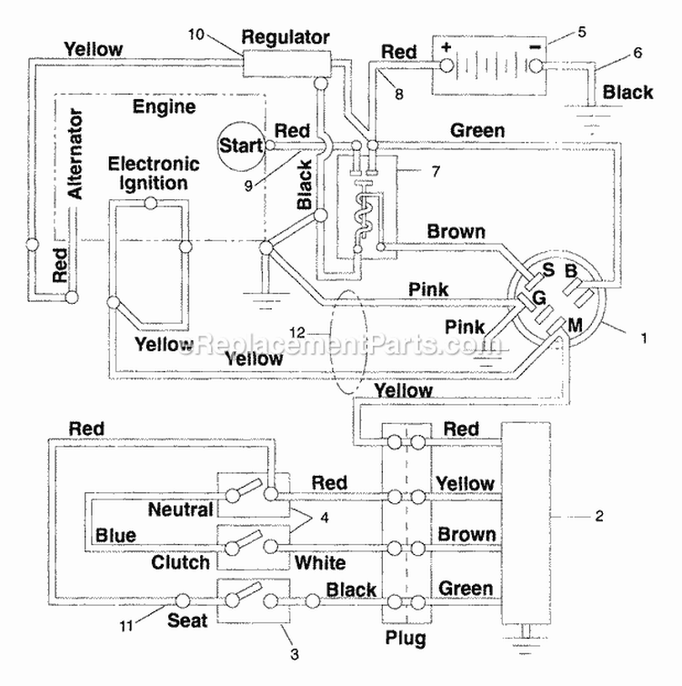 Electrical Diagram and Parts List for 927050 000101 Ariens Lawn Tractor