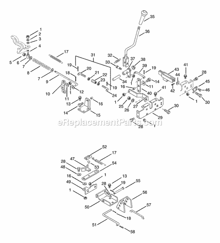 Mower Engagement Linkage Diagram and Parts List for 927056 000101 Ariens Lawn Tractor