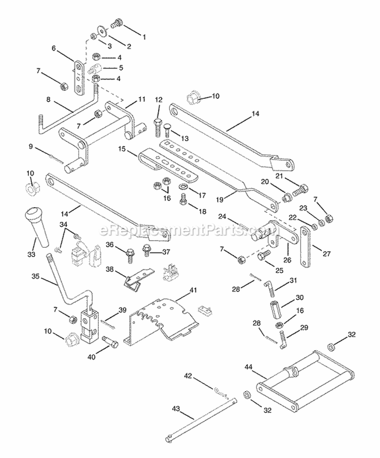 Mower Height Linkage Diagram and Parts List for 927056 000101 Ariens Lawn Tractor